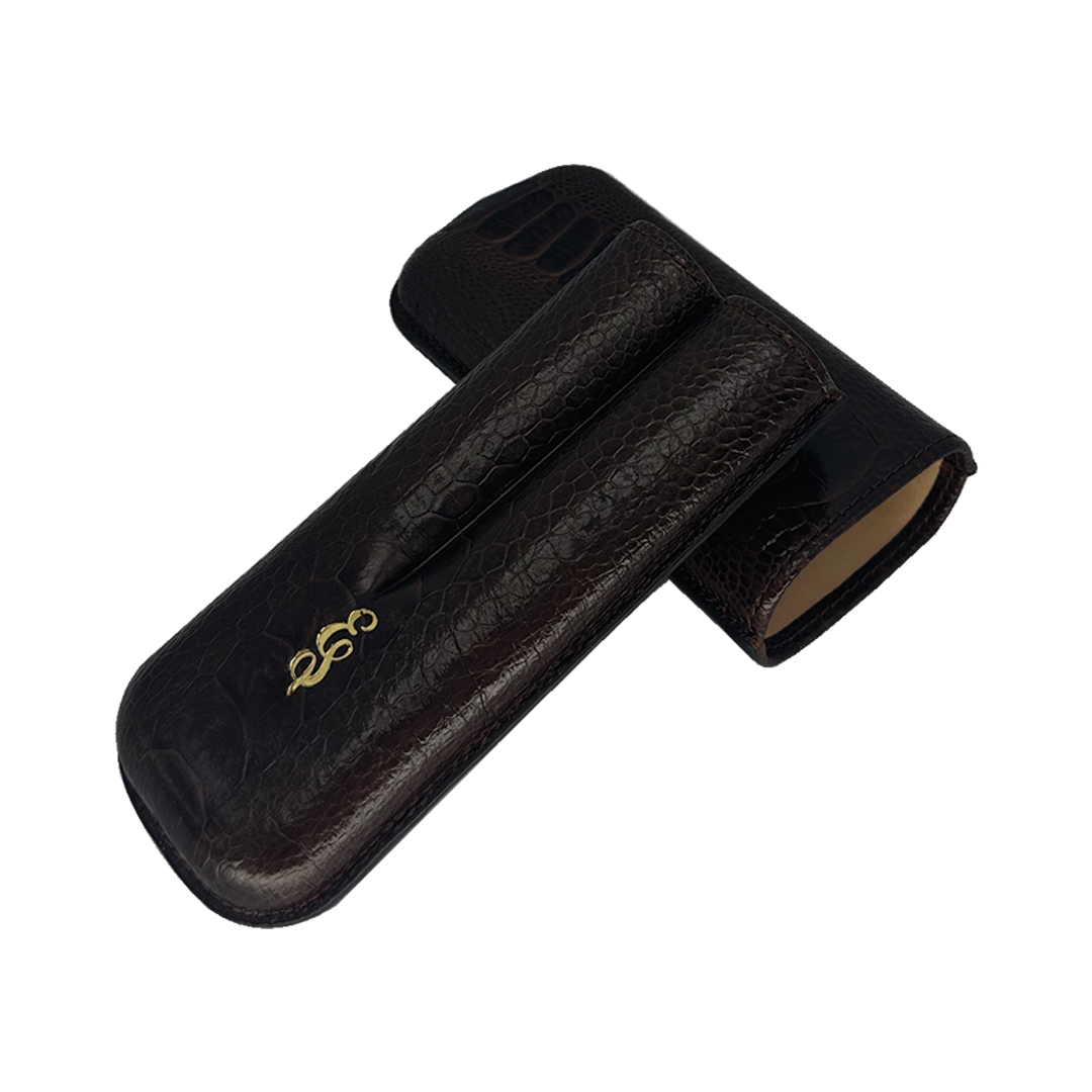 Edward Sahakian 2 cigar case - Smooth Brown Ostrich